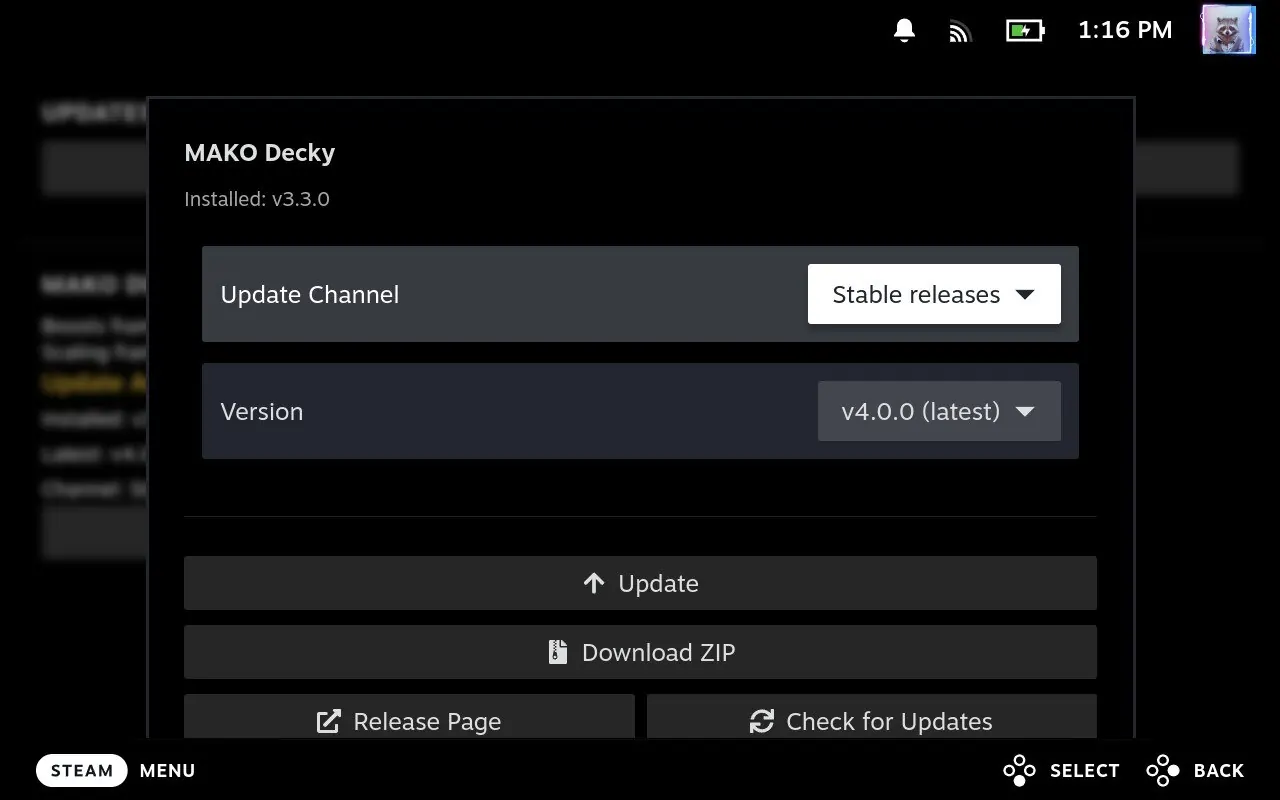 DeckyHub Manage screen